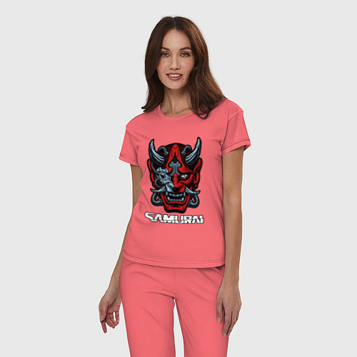 Женская пижама Samurai mask / Коралловый – фото 3
