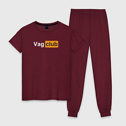 Пижама хлопковая женская Vag club, цвет: меланж-бордовый