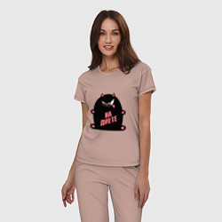 Пижама хлопковая женская Кот на диете, цвет: пыльно-розовый — фото 2