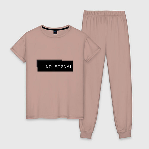 Женская пижама Нет сигнала на черном фоне / Пыльно-розовый – фото 1