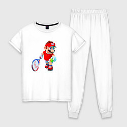 Пижама хлопковая женская Марио играет, цвет: белый