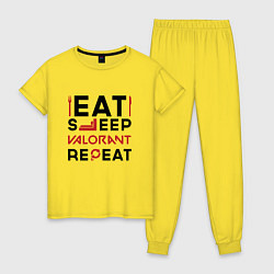 Женская пижама Надпись: eat sleep Valorant repeat