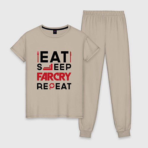 Женская пижама Надпись: eat sleep Far Cry repeat / Миндальный – фото 1