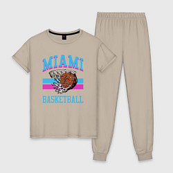 Пижама хлопковая женская Basket Miami, цвет: миндальный