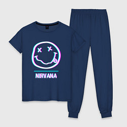 Женская пижама Nirvana glitch rock