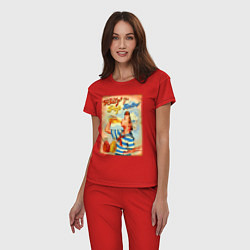 Пижама хлопковая женская Пацан рекламирует лимонад - ретро, цвет: красный — фото 2