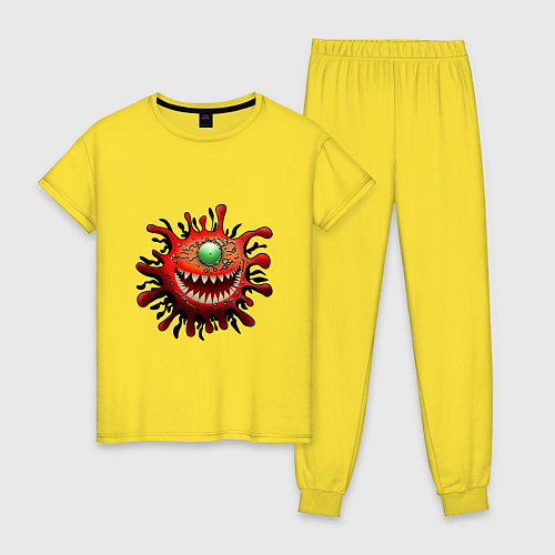 Женская пижама Веселый вирус красный / Желтый – фото 1