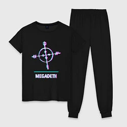 Пижама хлопковая женская Megadeth glitch rock, цвет: черный
