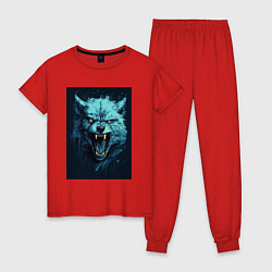 Пижама хлопковая женская Blue wolf, цвет: красный