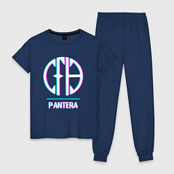 Пижама хлопковая женская Pantera glitch rock, цвет: тёмно-синий