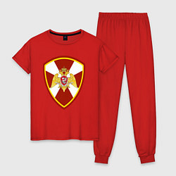 Пижама хлопковая женская ВВ МВД РФ - эмблема, цвет: красный