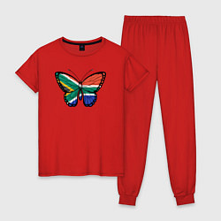Пижама хлопковая женская ЮАР бабочка, цвет: красный