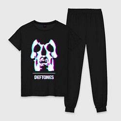Пижама хлопковая женская Deftones glitch rock, цвет: черный