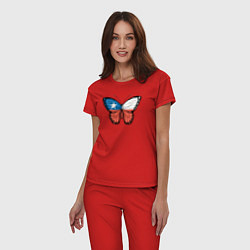 Пижама хлопковая женская Бабочка Чили, цвет: красный — фото 2