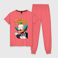 Пижама хлопковая женская Krusty the clown, цвет: коралловый