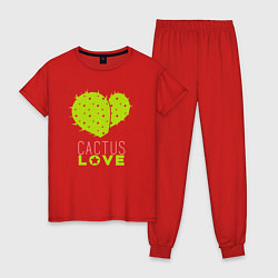 Пижама хлопковая женская Cactus love, цвет: красный