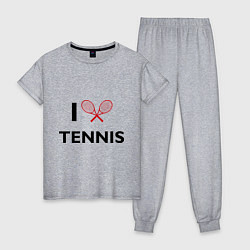 Пижама хлопковая женская I Love Tennis, цвет: меланж