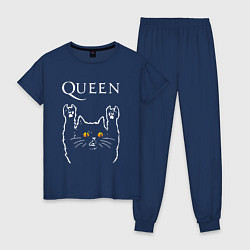 Пижама хлопковая женская Queen rock cat, цвет: тёмно-синий