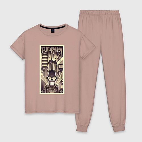Женская пижама Бендер в стиле ретрофутуризма / Пыльно-розовый – фото 1