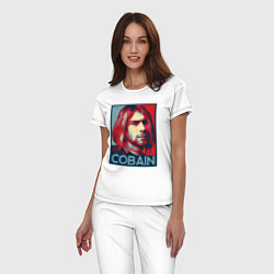 Пижама хлопковая женская Nirvana - Kurt Cobain, цвет: белый — фото 2