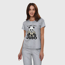 Пижама хлопковая женская Дзюдо панда, цвет: меланж — фото 2