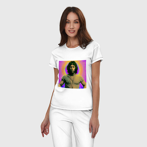 Женская пижама Jim Morrison Galo Glitch Art / Белый – фото 3