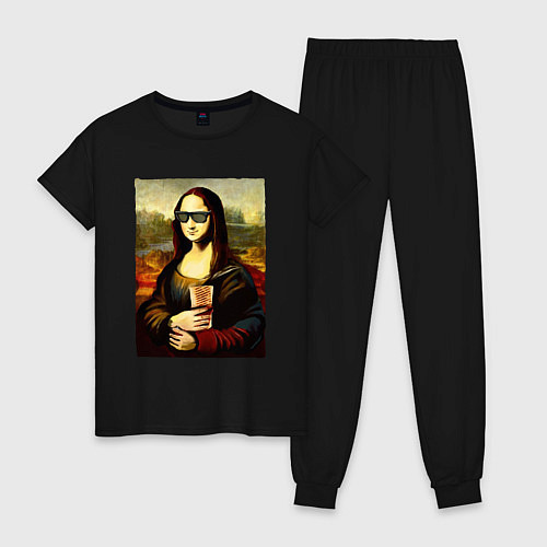 Женская пижама Мона Лиза с шаурмой / Черный – фото 1