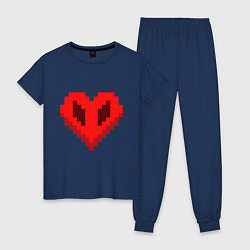 Пижама хлопковая женская Сердце Майнкрафта, цвет: тёмно-синий