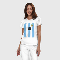 Пижама хлопковая женская Месси сборная Аргентины ЧМ 2022, цвет: белый — фото 2