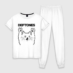 Пижама хлопковая женская Deftones - rock cat, цвет: белый