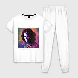 Пижама хлопковая женская Jim Morrison few color digital Art, цвет: белый