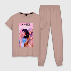 Пижама хлопковая женская Girl Blackpink, цвет: пыльно-розовый