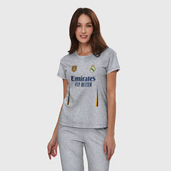 Пижама хлопковая женская Винисиус Жуниор ФК Реал Мадрид форма 2324 домашняя, цвет: меланж — фото 2