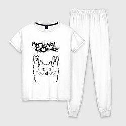 Пижама хлопковая женская My Chemical Romance - rock cat, цвет: белый