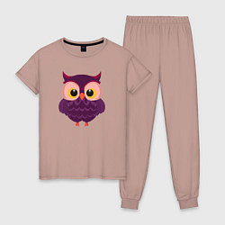 Женская пижама Сиреневая сова с большими глазами