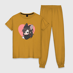 Пижама хлопковая женская Wei Wuxian heart, цвет: горчичный