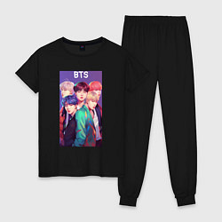 Пижама хлопковая женская Anime BTS style, цвет: черный