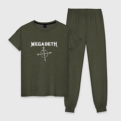 Пижама хлопковая женская Megadeth: Cryptic Writings, цвет: меланж-хаки