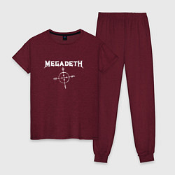 Пижама хлопковая женская Megadeth: Cryptic Writings, цвет: меланж-бордовый