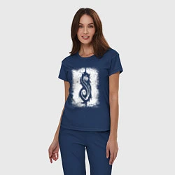 Пижама хлопковая женская Slipknot logo, цвет: тёмно-синий — фото 2