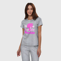 Пижама хлопковая женская Логотип Барби объемный, цвет: меланж — фото 2