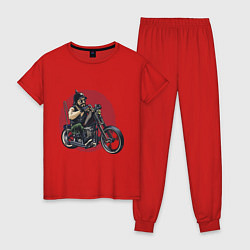 Пижама хлопковая женская Biker red sun, цвет: красный