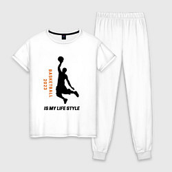 Пижама хлопковая женская Баскетбол 2023, цвет: белый