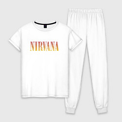 Пижама хлопковая женская Nirvana logo, цвет: белый
