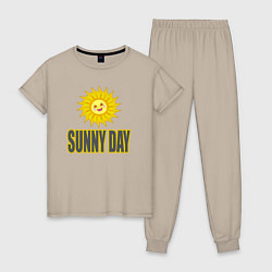 Женская пижама Солнечный день - надпись и веселое солнышко