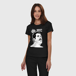 Пижама хлопковая женская Freddie Mercury head, цвет: черный — фото 2