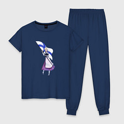 Пижама хлопковая женская Suomi, цвет: тёмно-синий