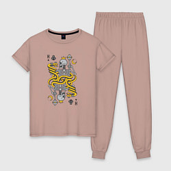 Пижама хлопковая женская Card king, цвет: пыльно-розовый