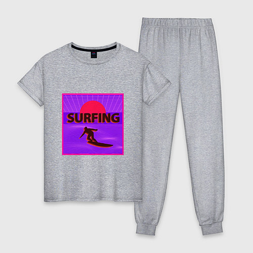 Женская пижама Сёрфинг в стиле киберпанк / Меланж – фото 1