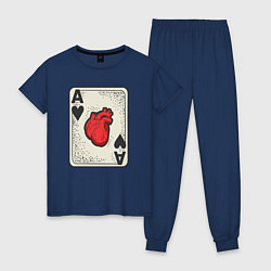 Пижама хлопковая женская Туз сердца, цвет: тёмно-синий